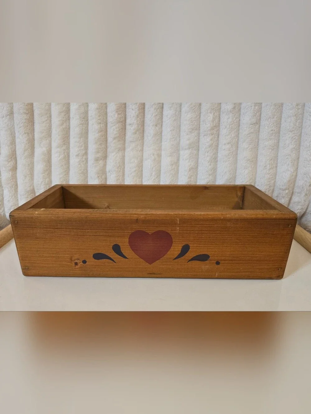 Vintage CAS Originals Wooden Box Rustic Primitive Heart Country Decor 13